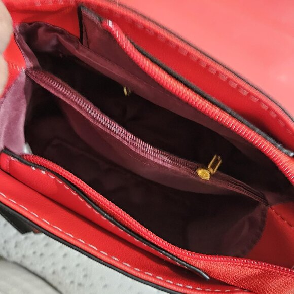 Neiman Marcus Plaid Twist Lock Red Bear Purse - Picture 3 of 4